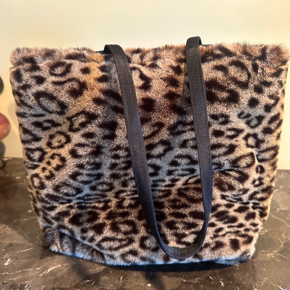 Leopard Faux Fur Tote Bag
